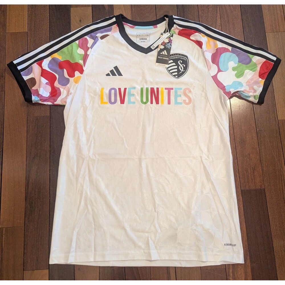Sporting KC Kansas City adidas Love Unites Pride Pre-Match Jersey Shirt NWT L